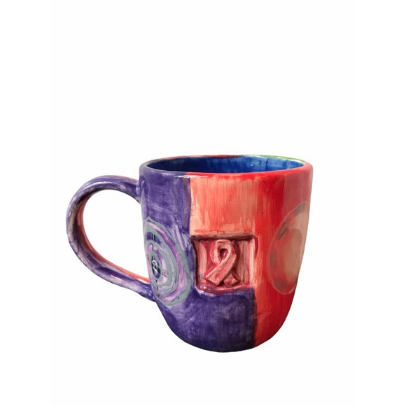 The Avengers Handmade Multicolor Ceramic Coffee Mug Marked Casey - Picture 1 of 8
